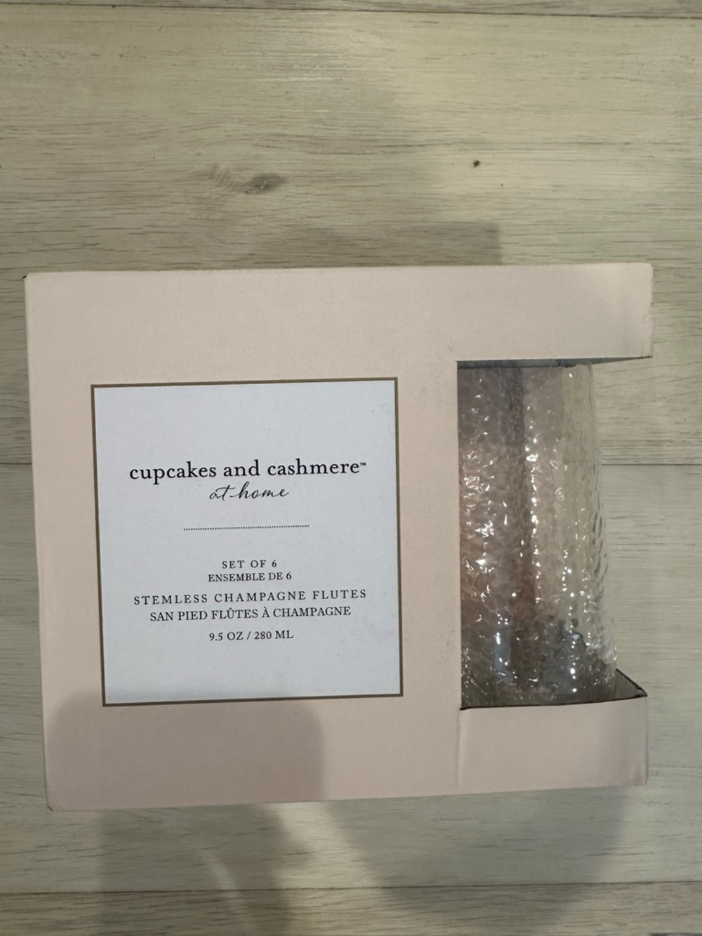 cupcakes & cashmere Pink Stemless Champagne Flutes Set of 6